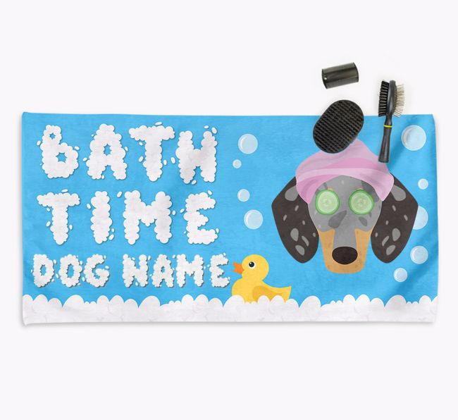 'Bubble Bath Time' Personalised Dog Towel for your {breedCommonName}